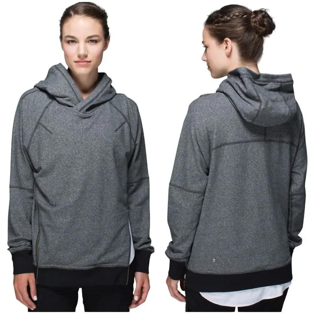 Lululemon Om & Roam Pullover Hoodie Sweatshirt Zip Athletic Neutral Gray Black 4